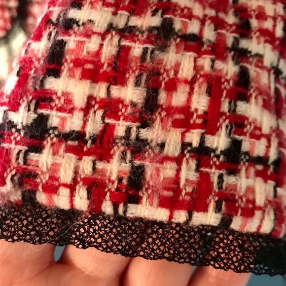 Red Preppy Plaid Suit Jacket Sz 8 Very flattening! St John vibes all day.Classic - Picture 4 of 5